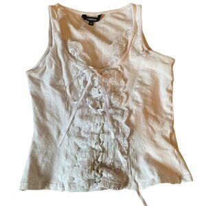 Mariposa White Lace-Up Women's Cotton Tank Top
